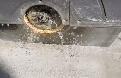 Why is concrete wetted for indoor cutting?